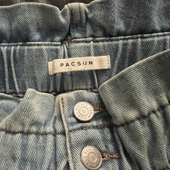 Pacsun Mom Denim Shorts size Large Belt Hoops Elasticized Waist High Rise - Picture 4 of 10